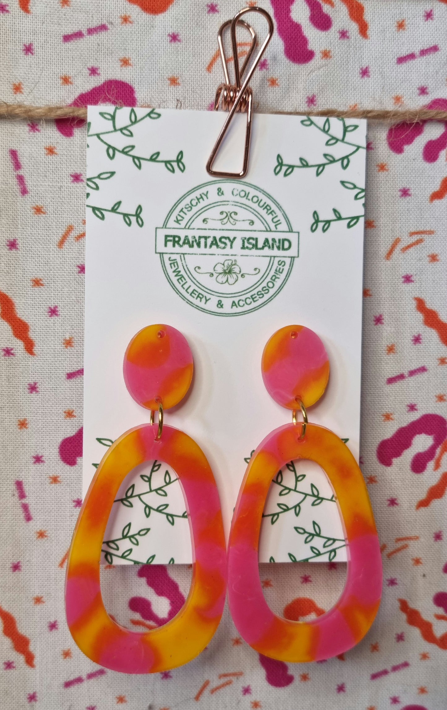 Orange & Pink Tortoiseshell Teardrops
