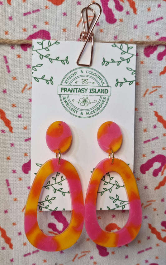 Orange & Pink Tortoiseshell Teardrops