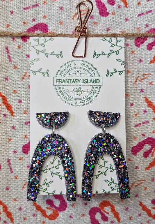 Gunmetal Glitter Arch Drops