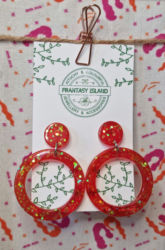 Vermillion Glitter Hoops