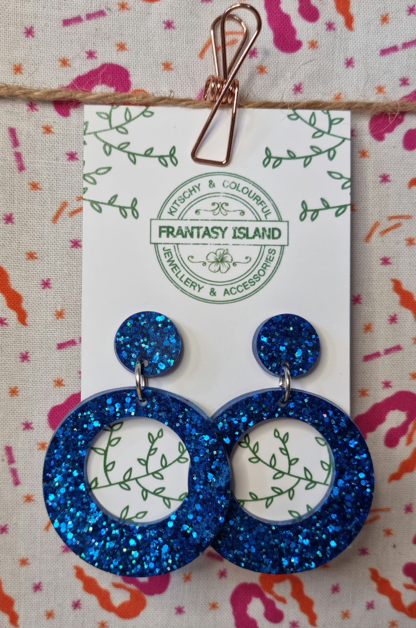 Cobalt Glitter Hoops