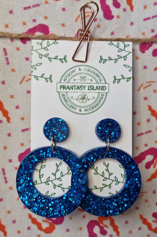 Cobalt Glitter Hoops