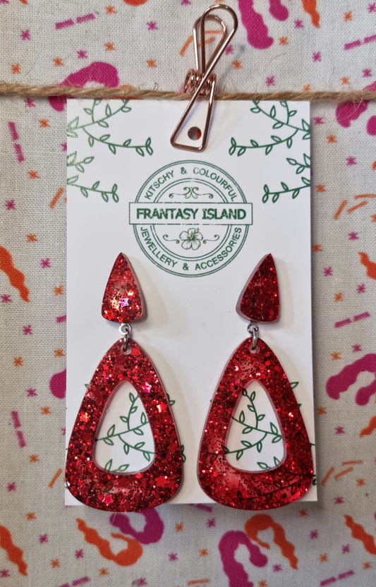 Red Glitter Teardrops