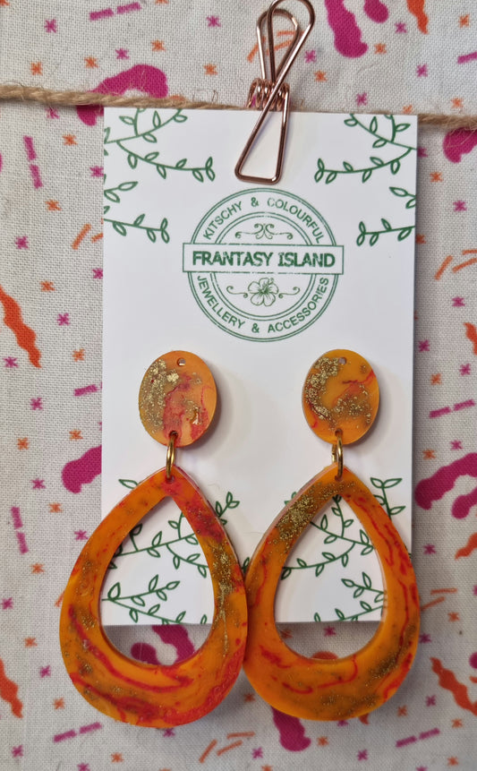 Orange & Gold Marble Teardrops