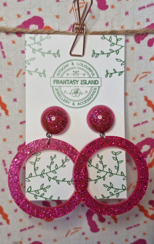 Cerise Glitter Hoops