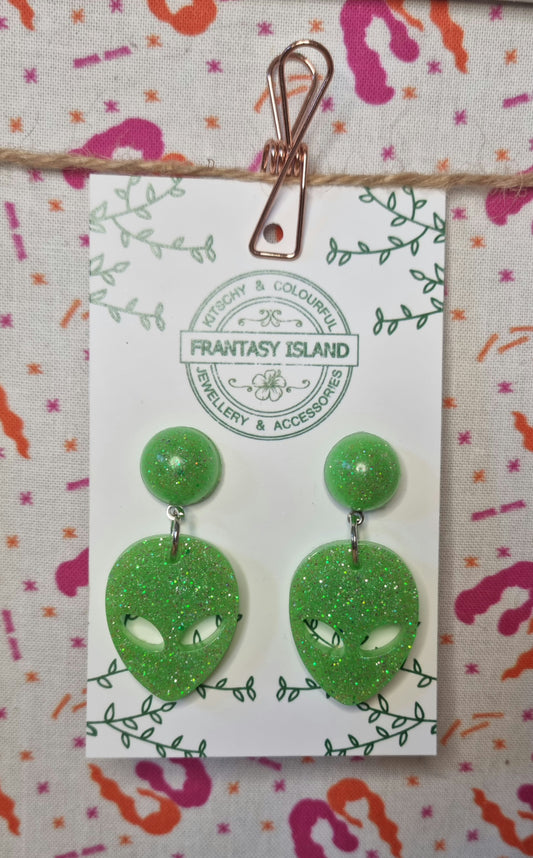 Spearmint Green Glitter Aliens