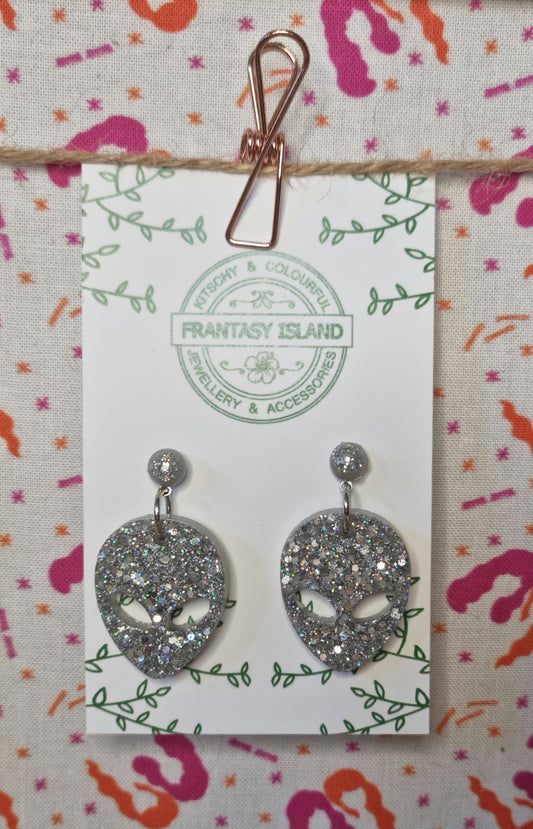 Silver Glitter Aliens