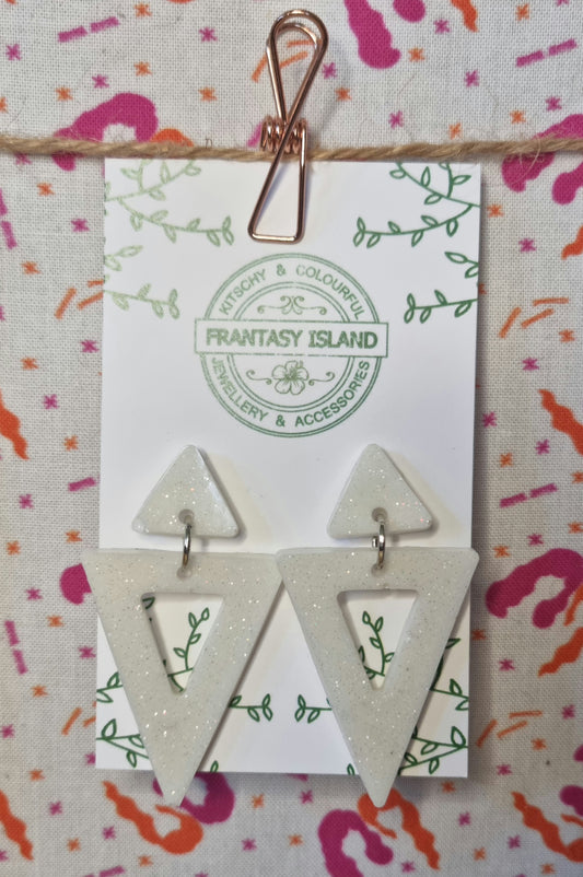 White Glitter Pyramid Drops