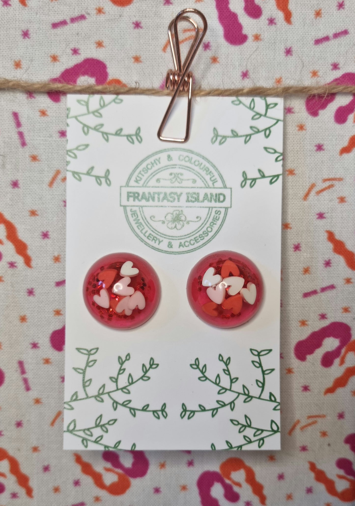 Confetti Heart Glitter Studs
