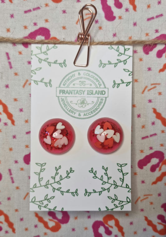 Confetti Heart Glitter Studs