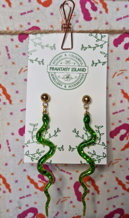 Emerald Green Glitter Snake Drops