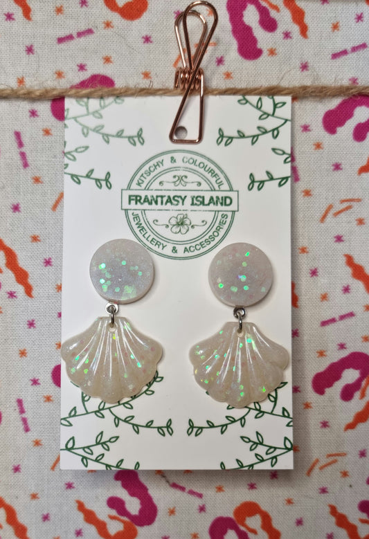 Iridescent Ivory Baroque Shell Drops