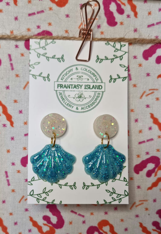 Blue & Ivory Baroque Shell Drops