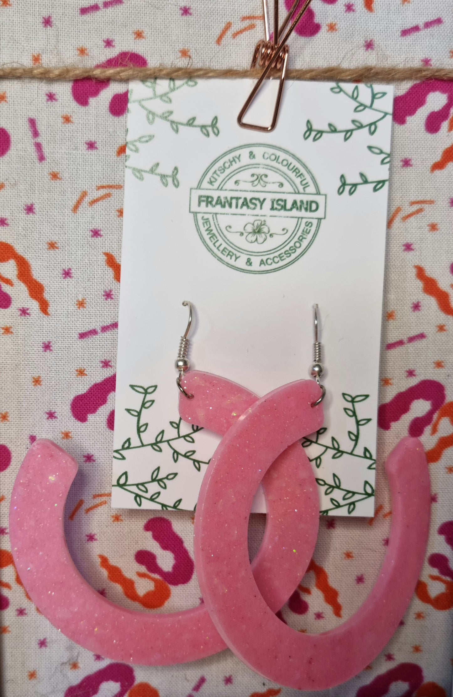 Baby Pink Glitter Hoops