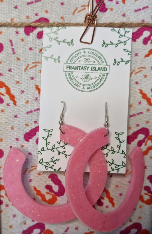 Baby Pink Glitter Hoops