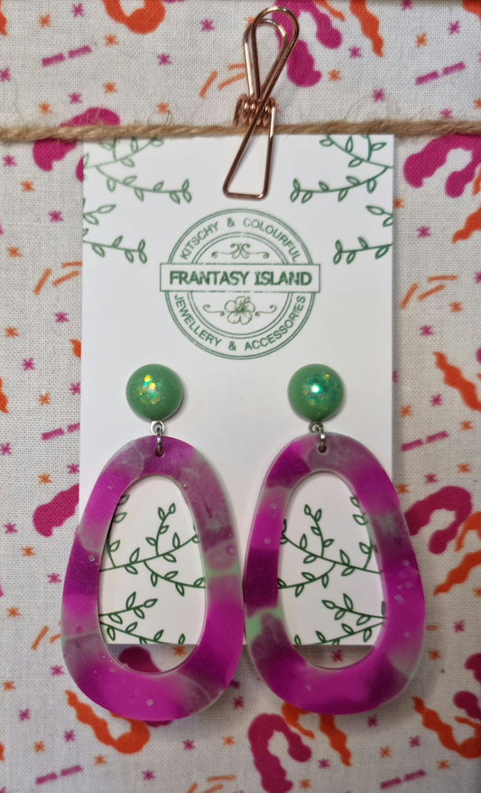 Pink & Mint Tortoiseshell Teardrops