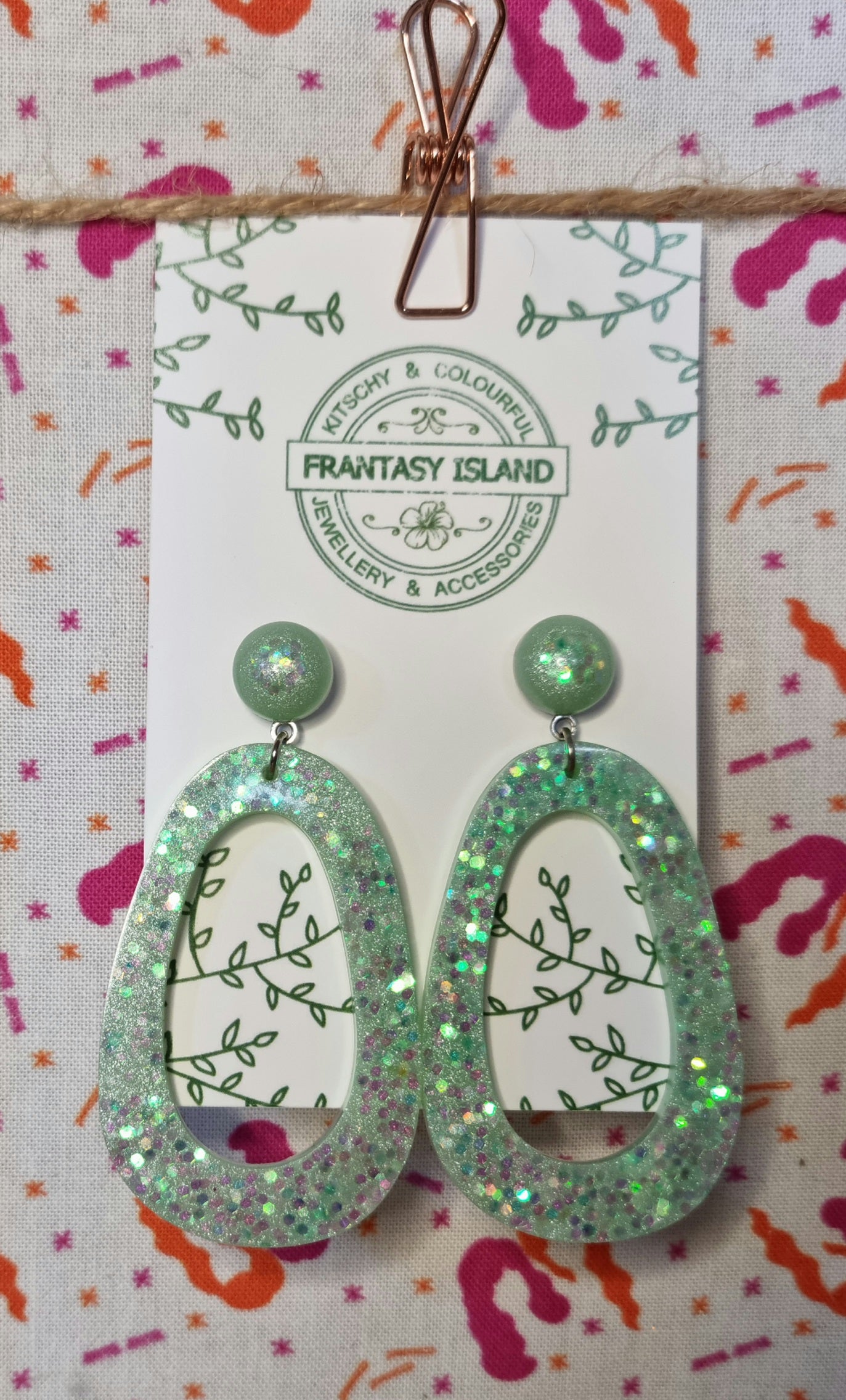 Mint Glitter Teardrops