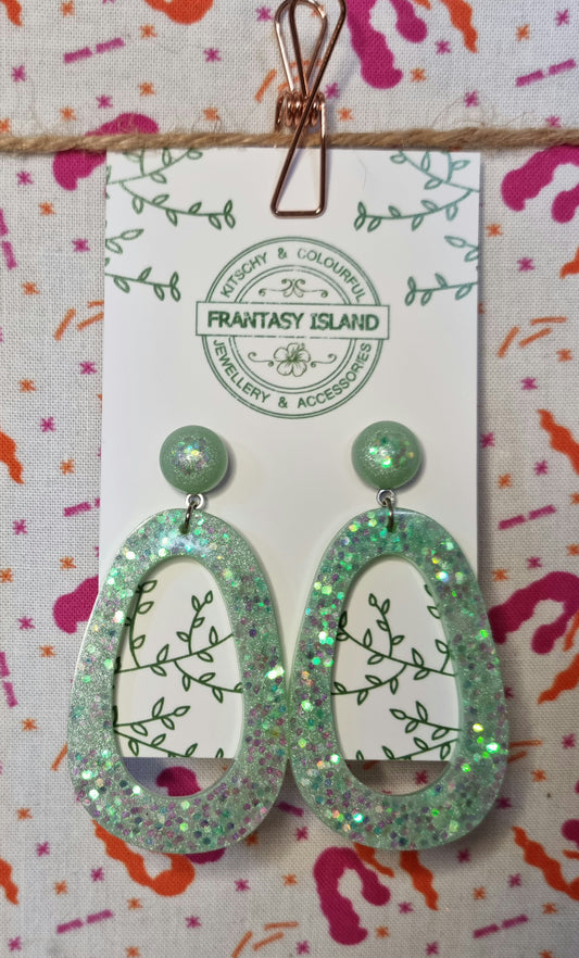 Mint Glitter Teardrops