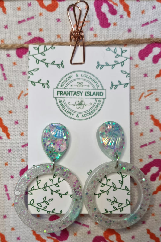 Mint Mermaid Glitter Hoops
