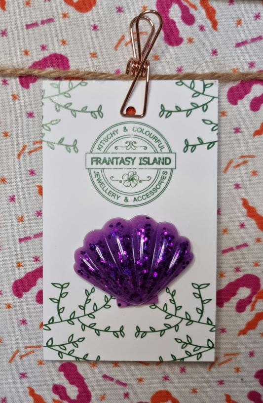 Purple Glitter Shell Pin