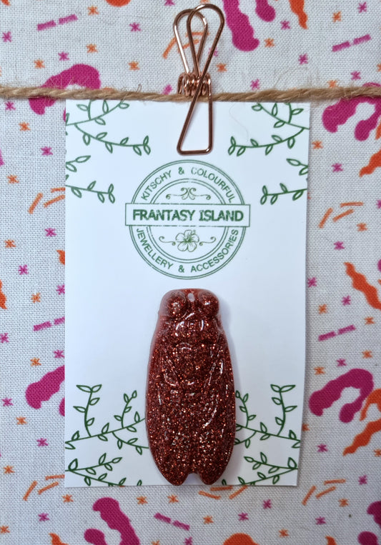 Copper Cicada Brooch