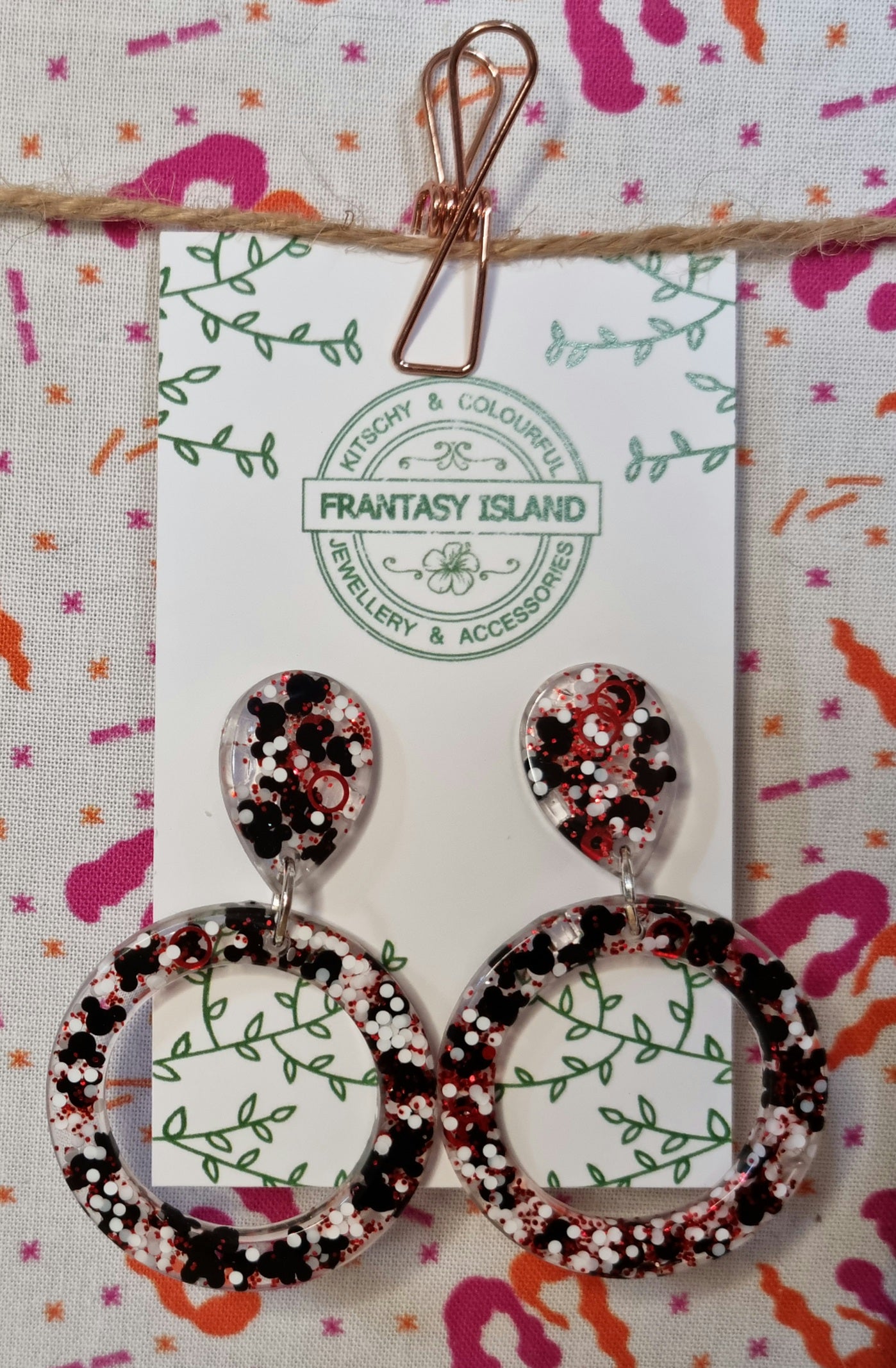 Red Glitter Mickey Head Hoops