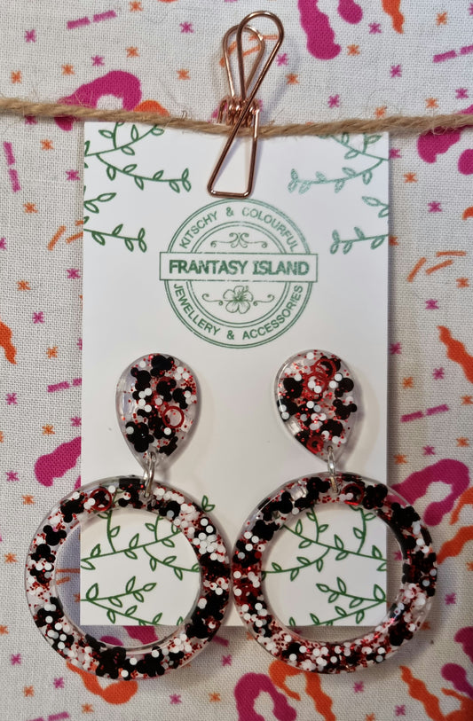 Red Glitter Mickey Head Hoops