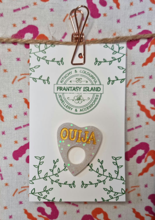 White & Gold Planchette Pin