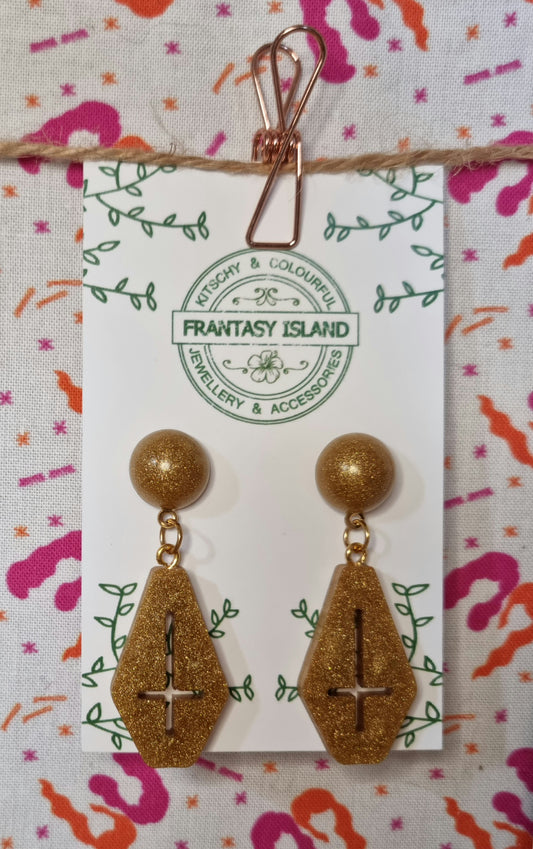 Antique Gold Coffin Drops