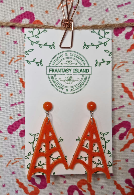 Orange Glitter Spiderwebs