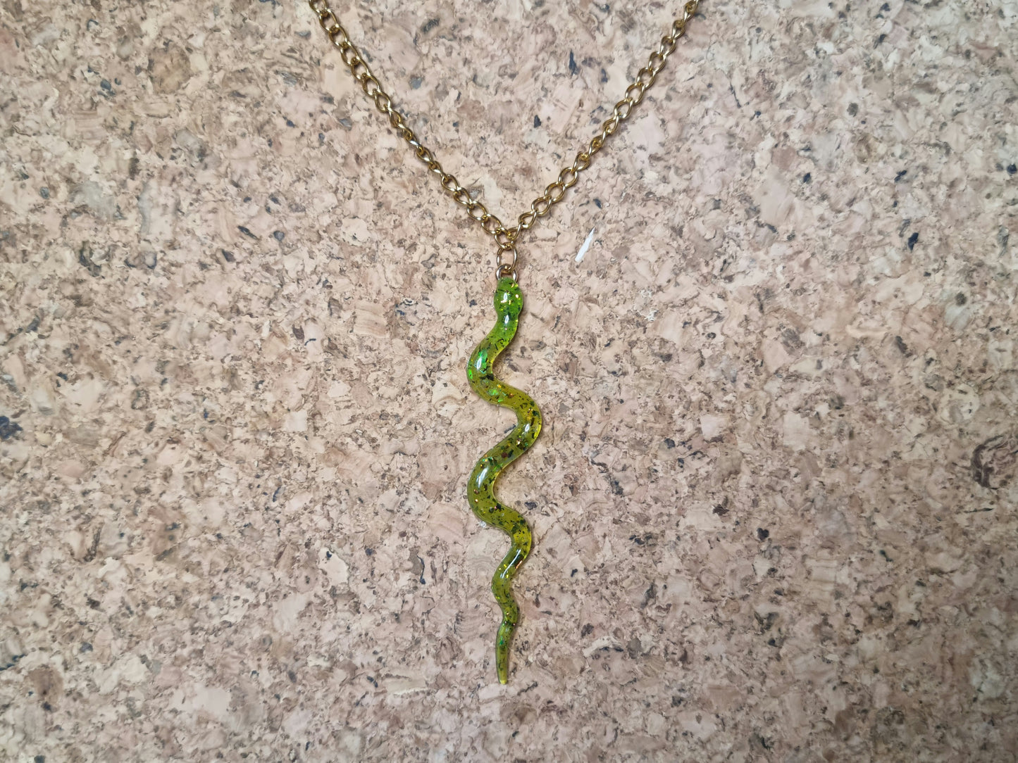 Apple Green Snake Necklace