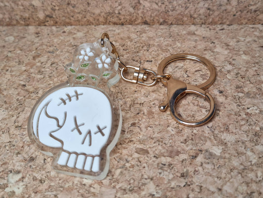 Daisy Skull Keychain