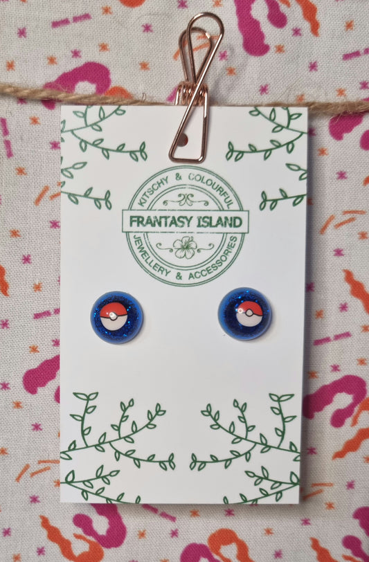Blue Pokeball Studs