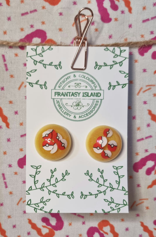 Yellow Pokeball Studs