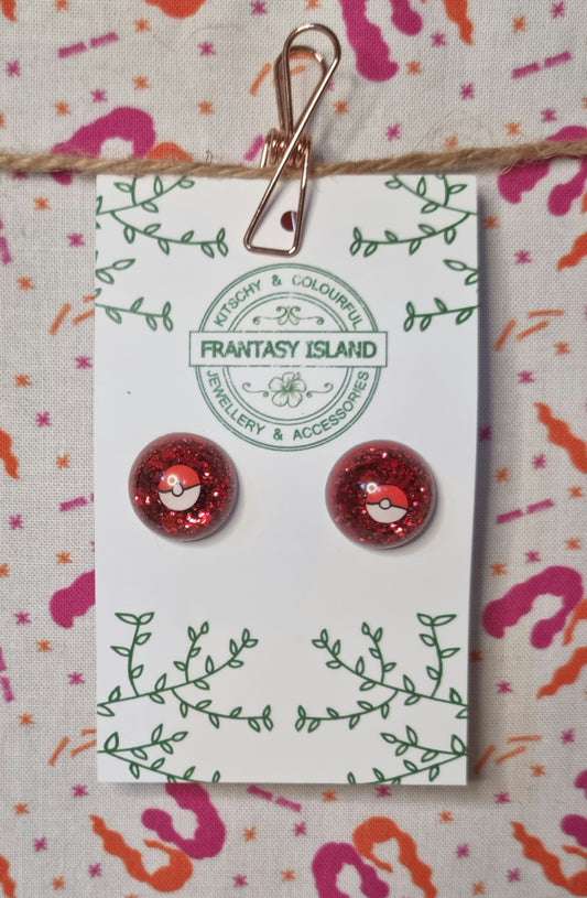 Red Pokeball Studs