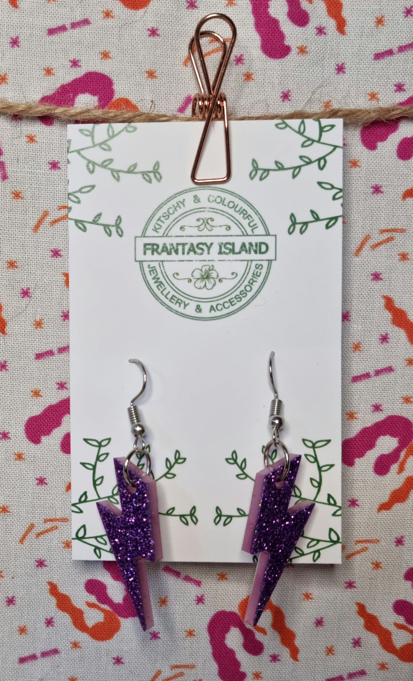 Purple Glitter Lightening Bolts