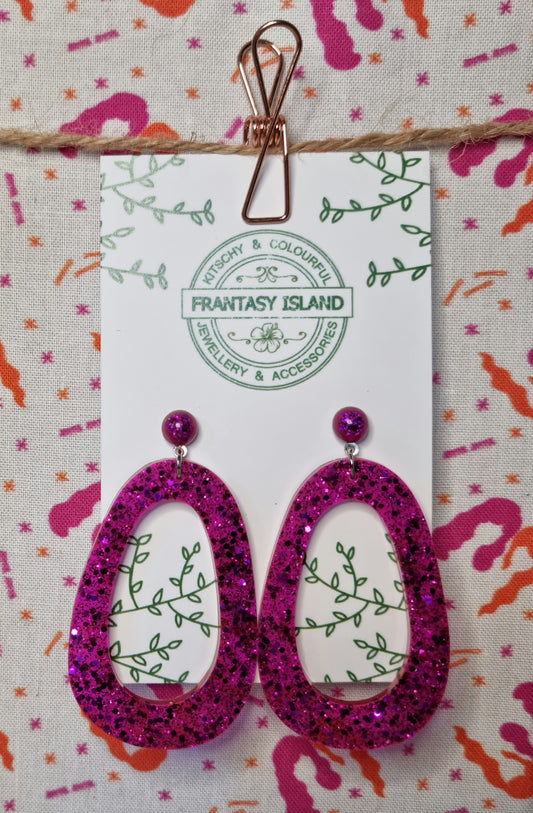 Magenta Glitter Teardrops