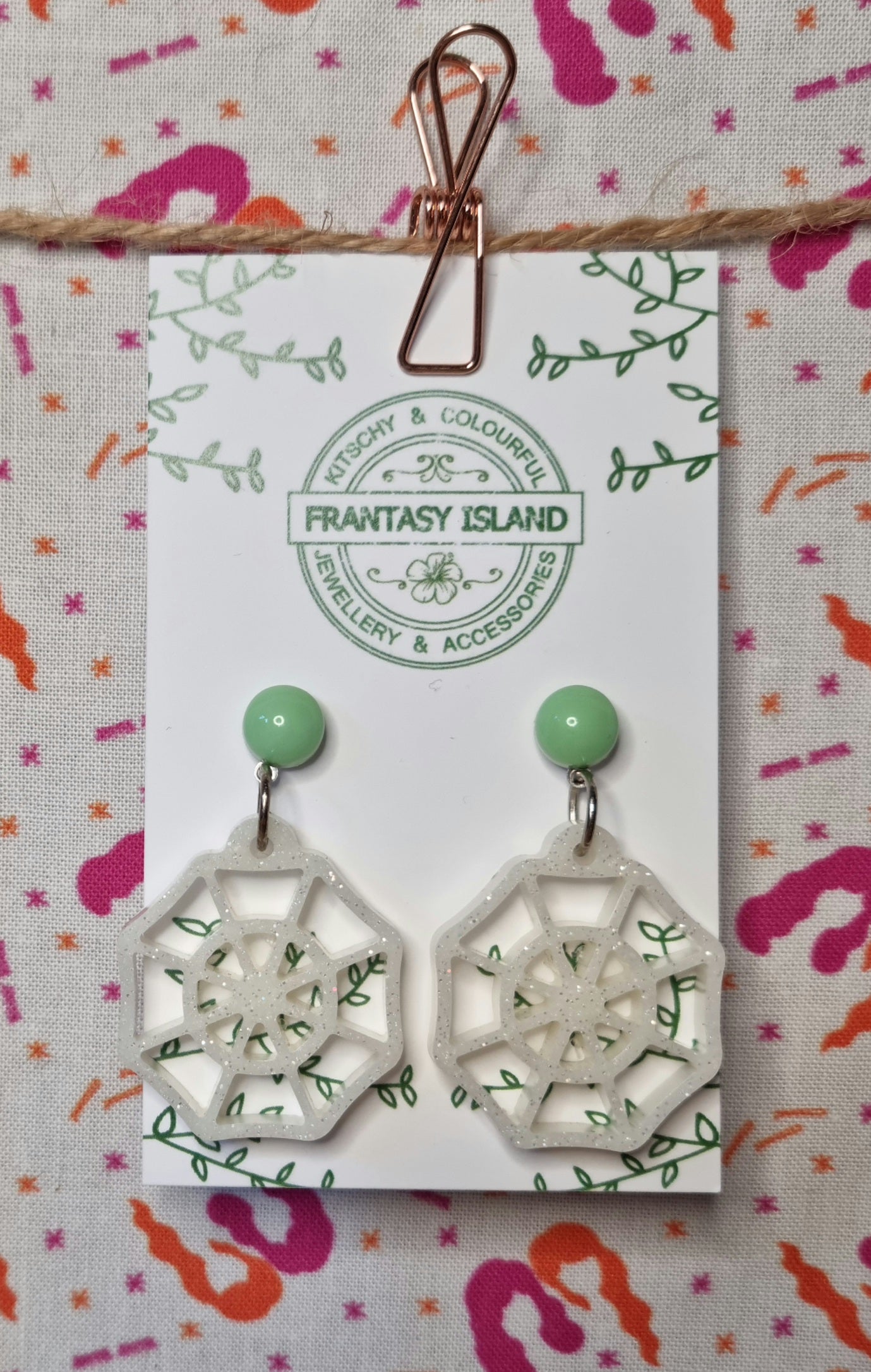 Mint & White Spiderwebs