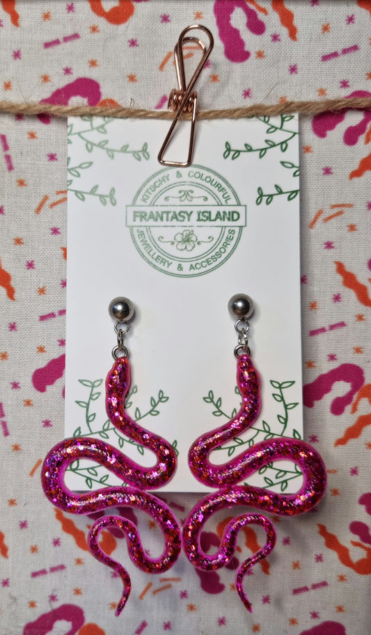 Pink & Orange Glitter Snake Drops
