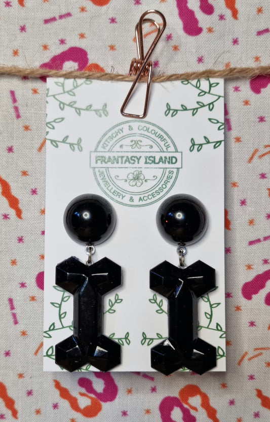 Black Geometric Bone Drops