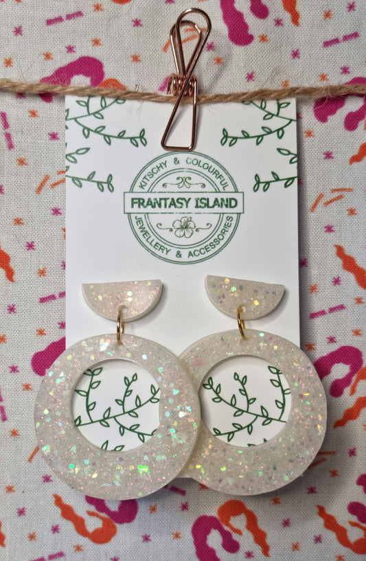 Ivory Glitter Hoops
