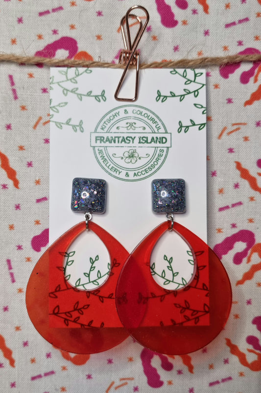 Translucent Vermillion Deep Teardrops