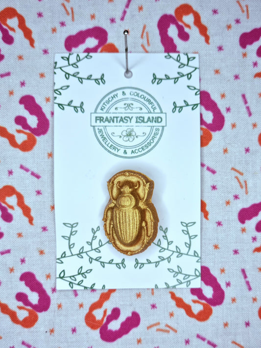 Gold Scarab Beetle Brooch