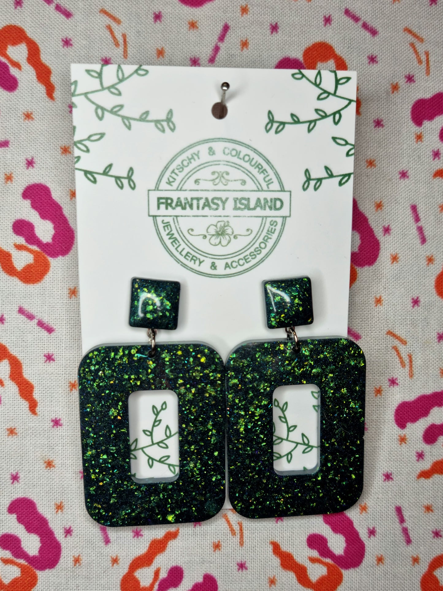 Deepest Green Glitter Rectangles