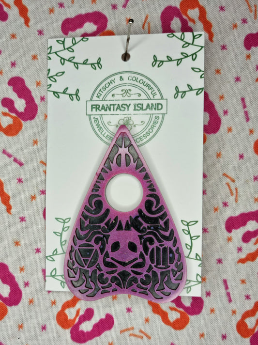 Pink & Black Planchette Brooch