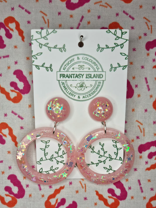 Pink Mermaid Glitter Hoops