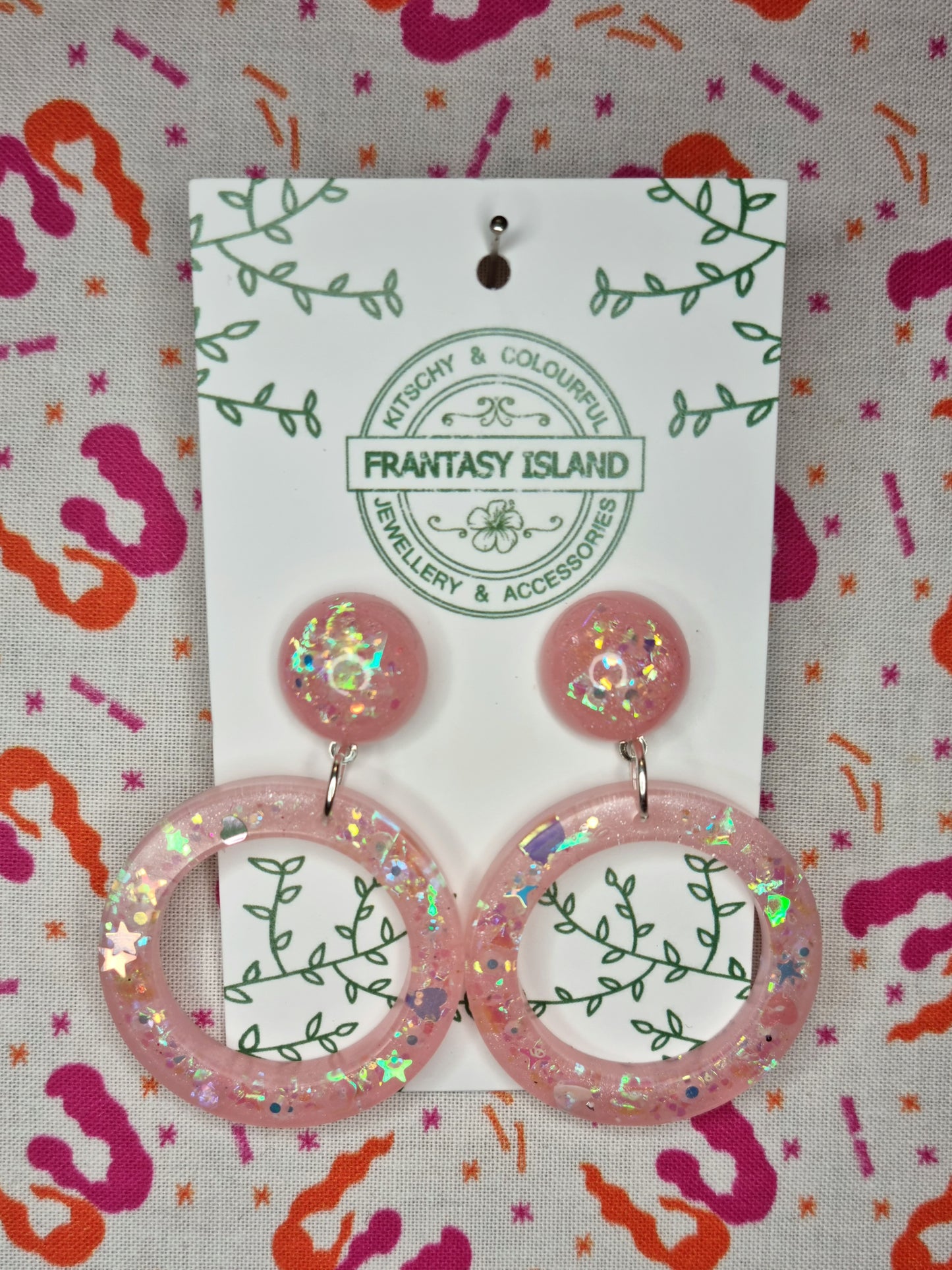 Pink Mermaid Glitter Hoops