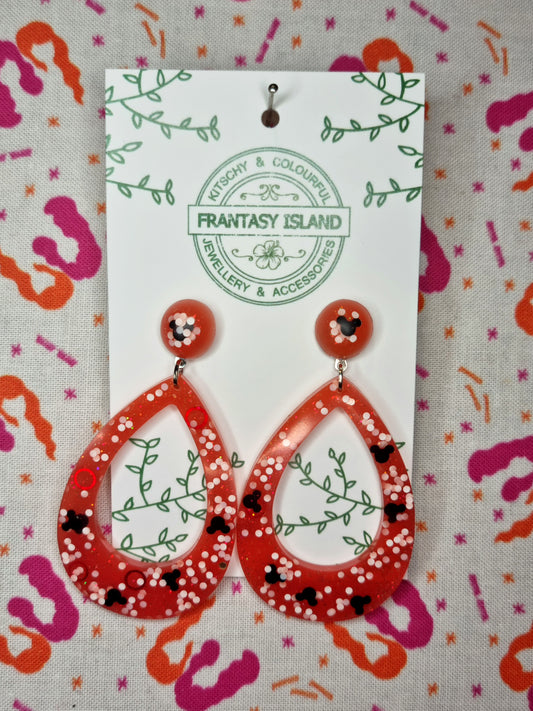 Red Glitter Mickey Head Teardrops