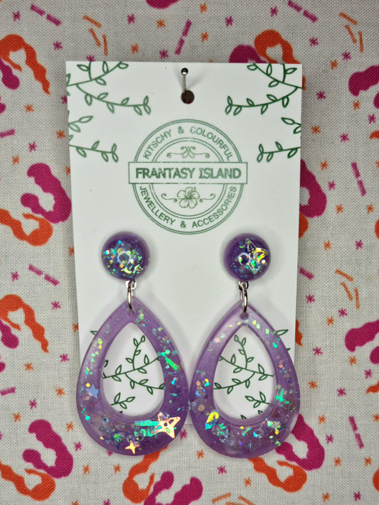Lilac Mermaid Glitter Teardrops