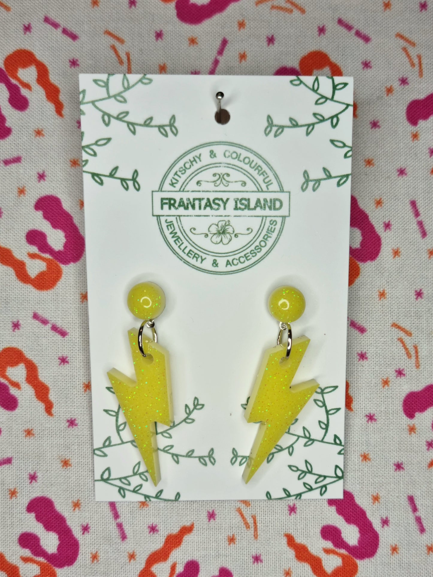 Yellow Glitter Lightening Bolts